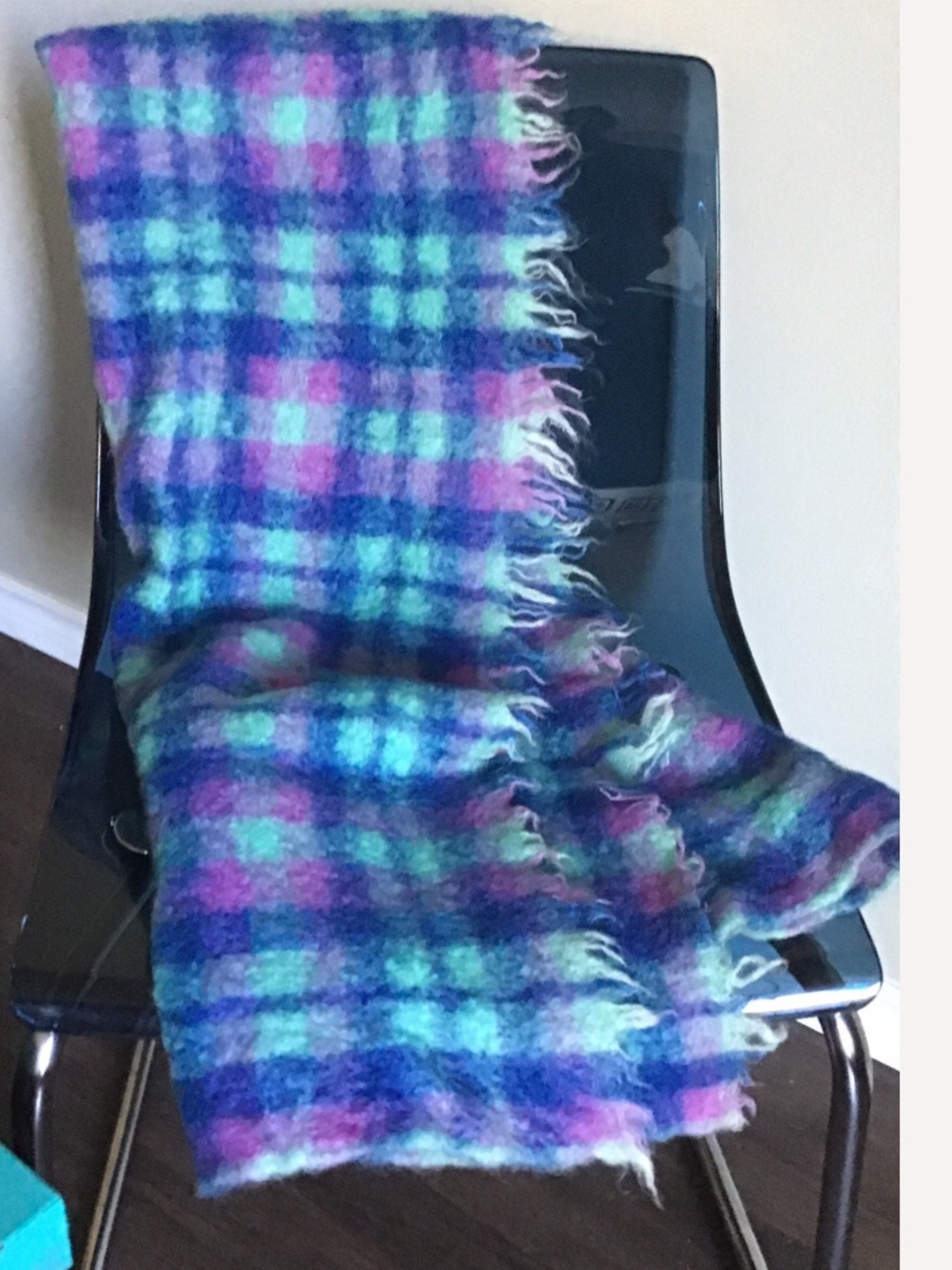 Vintage Plaid blue purple Multicolor Throw Blanket - Home Accents